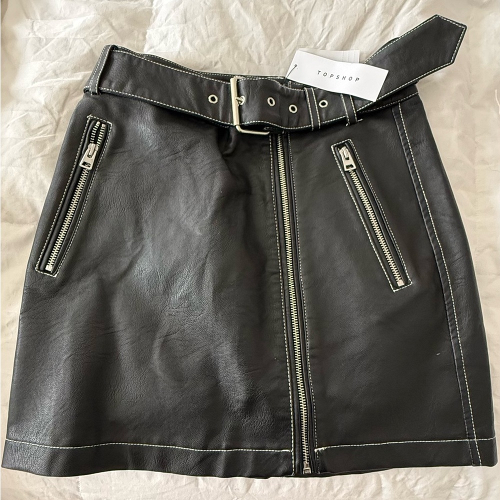 Topshop Black Mini Skirt with Zipper Details